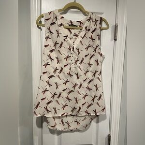 Express Size M Sleeveless V Neck Button Lightweight Dragonfly Top Shell